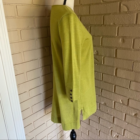 J. Jill Green Merino Wool Washable Long Sleeve Sweater Tunic Top Buttons Small - Picture 3 of 8